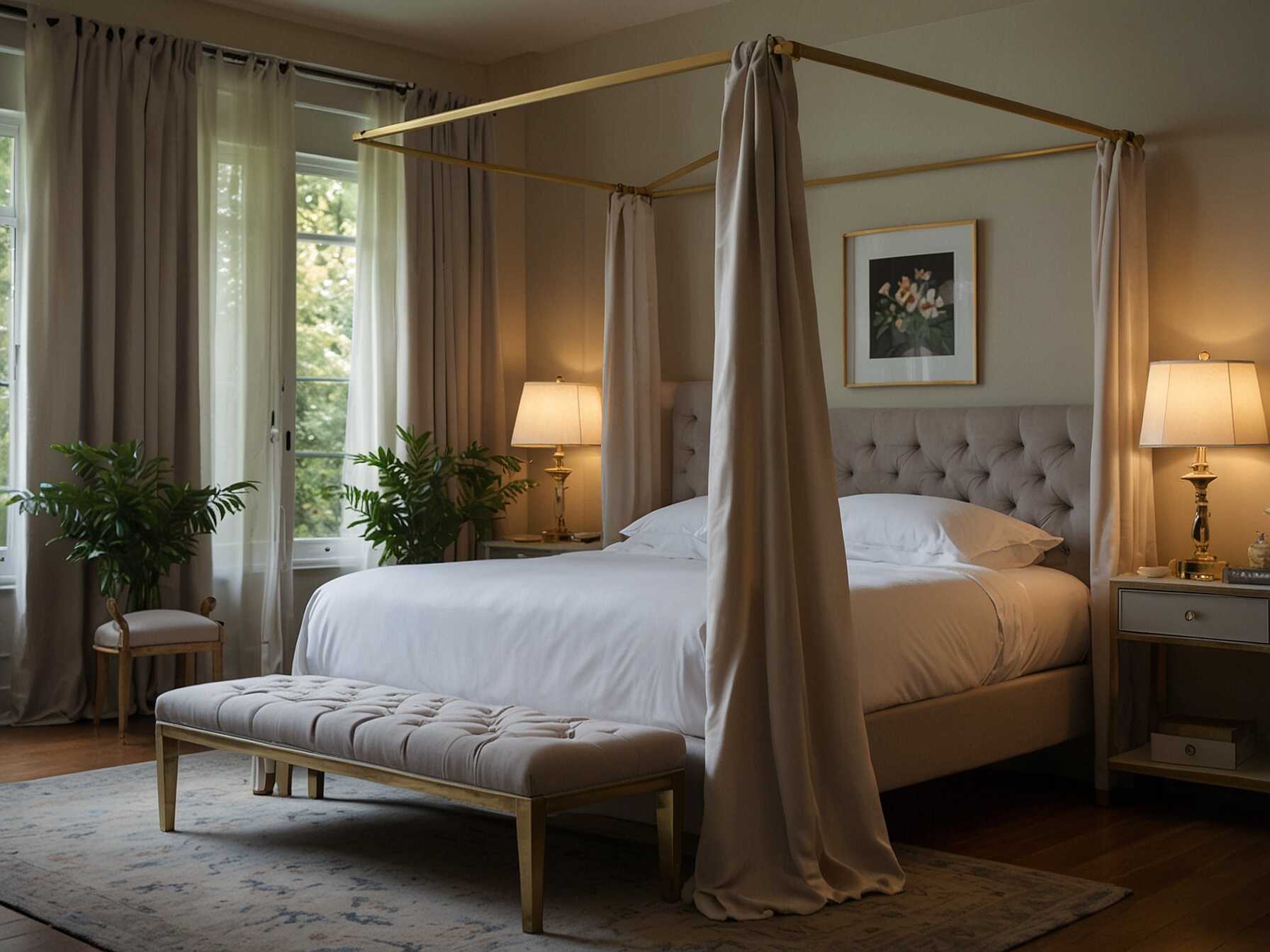 A canopy bed frame brings a touch of elegance to any bedroom. You can drape curtains or leave it open for a more minimal look. This piece makes your bedroom feel like a luxurious retreat.  