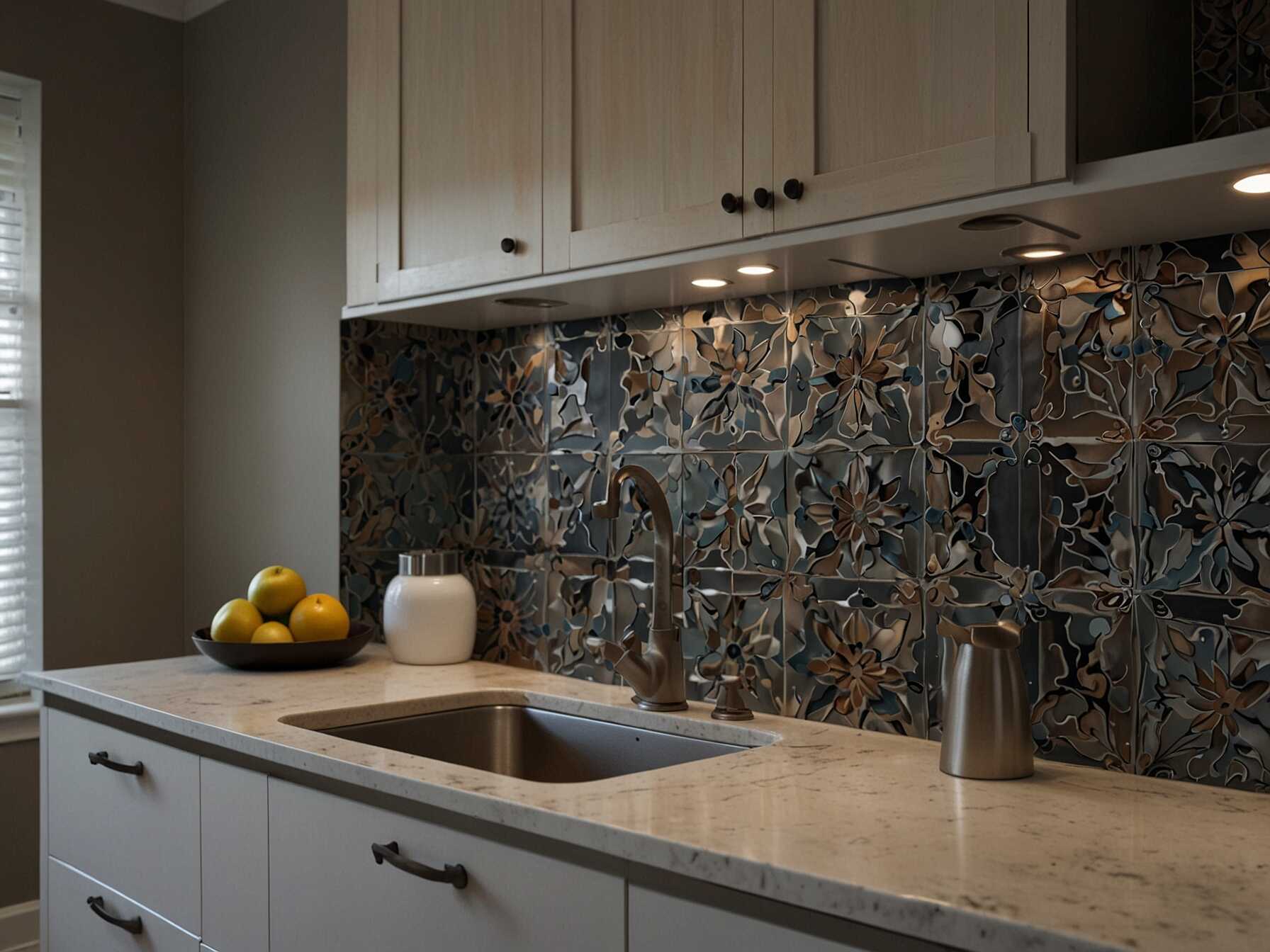 Add a stylish backsplash behind the sink or washer and dryer. This protects the walls from splashes and adds a decorative element. Choose a design that reflects your style.  