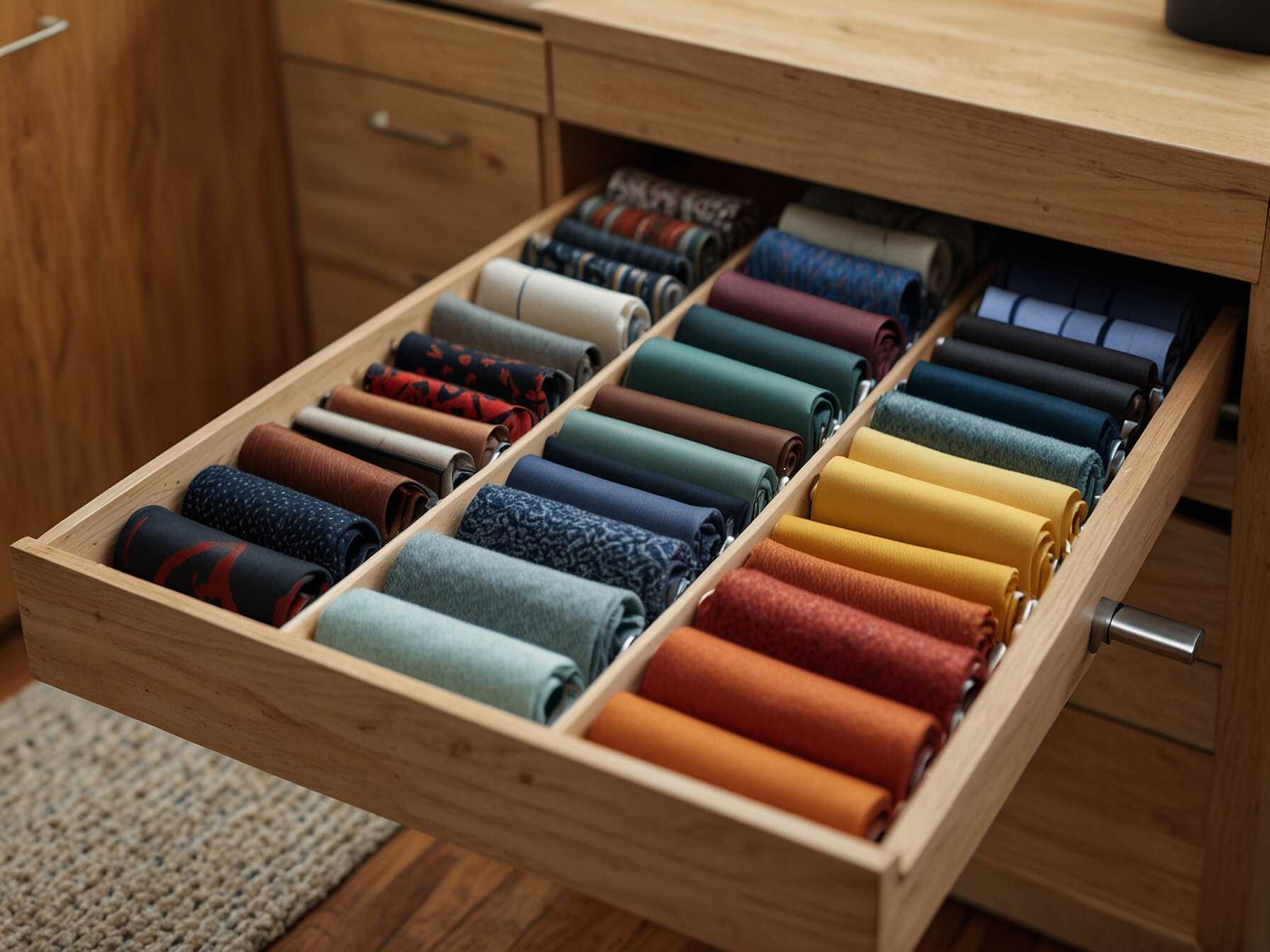 Pull-out trays are handy for easy access to small items. Use them for belts, scarves, or ties. They keep everything organized and within reach.  