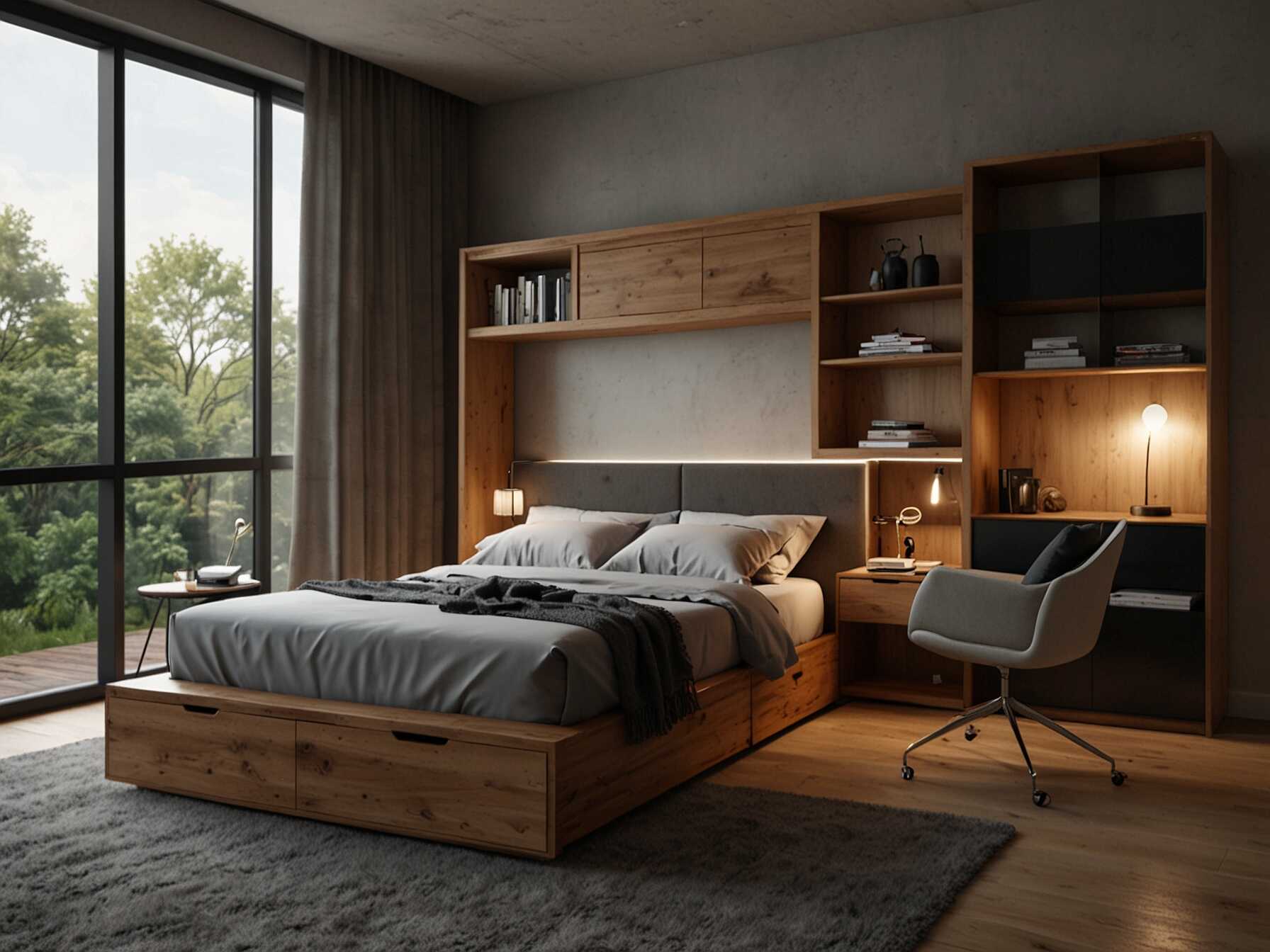 Use multi-functional furniture to maximize space in your bedroom. A bed with storage drawers or a desk that doubles as a vanity can save space and keep your room organized.  